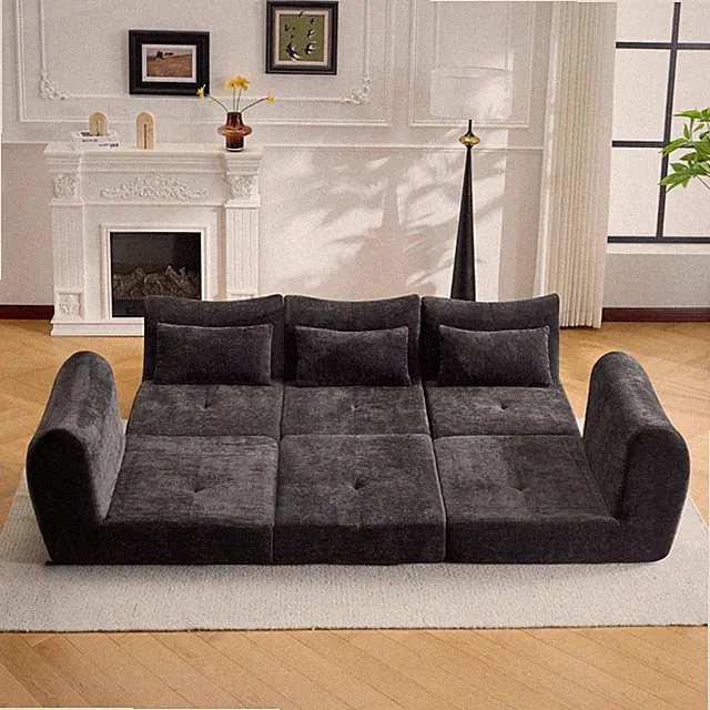 102" 3-Seater Modular Cloud Sofa Convertible Folding Sofa Bed Cushioned Chenille