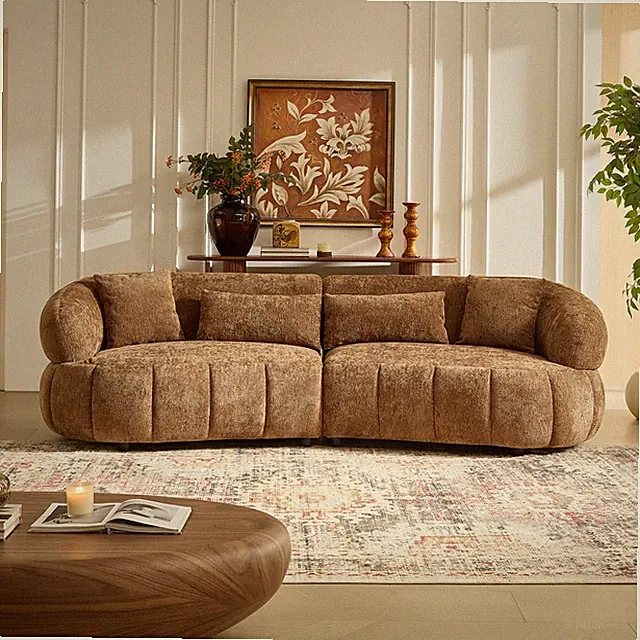 102.36 inch Cloud-Like Sofa,Modern Sectional Curved Sofa,Textured Fabric Couch
