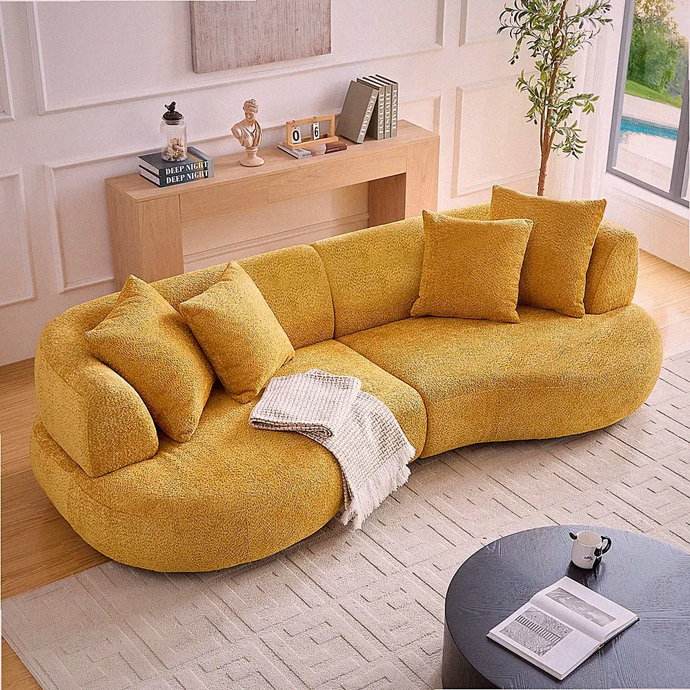 102.36 inch Mid Century Modern Sectional Curved Sofa Couch, Comfy Sofa for Liv