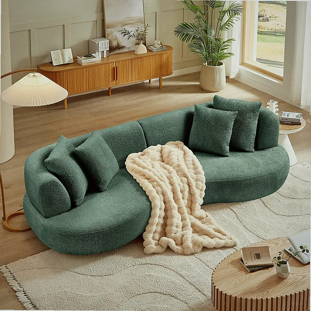 102.36 inch Mid Century Modern Sectional Curved Sofa Couch, Comfy Sofa for Liv