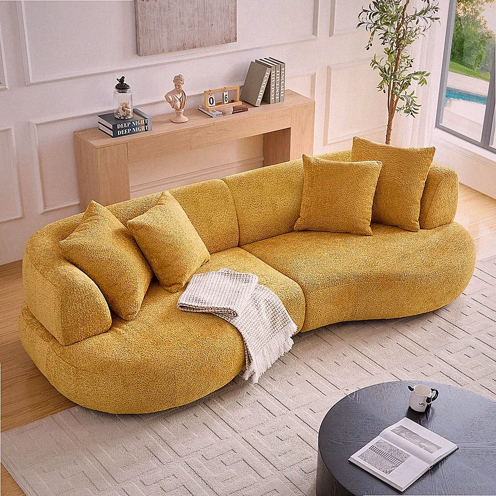 102.36 inch Mid Century Modern Sectional Curved Sofa Couch, Comfy Sofa for Livi