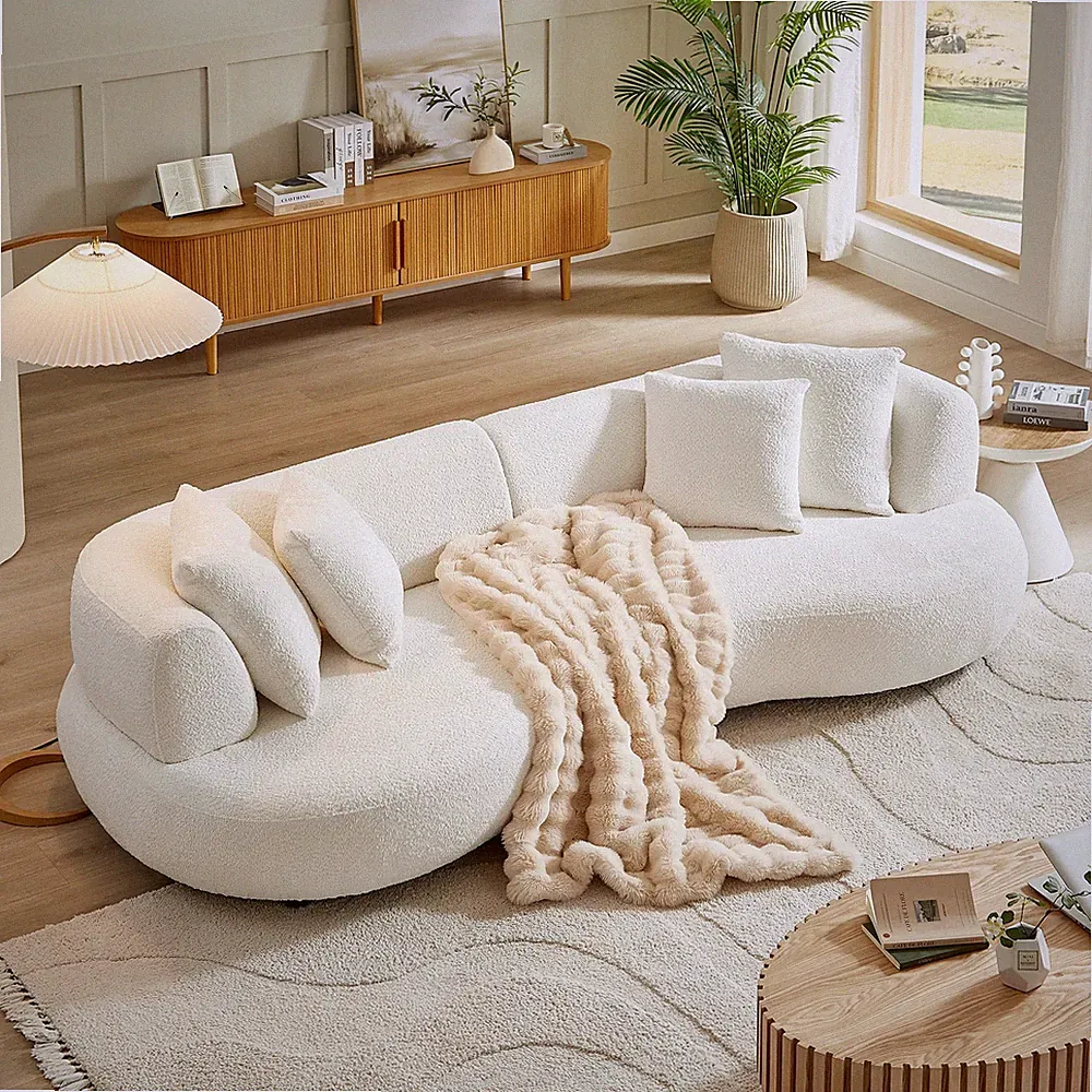 102.36 inch Mid Century Modern Sectional Curved Sofa Couch, Comfy Sofa for Livin