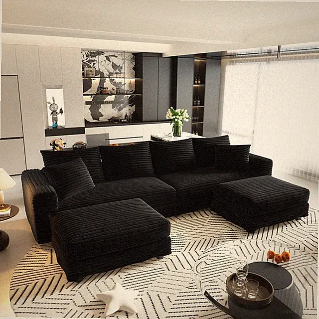 102.4 "Plush Corduroy 4-Seat Sofa,Modern Comfy Upholstered Sofa Cloud Couch
