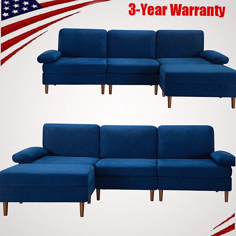102.4" Sectional Sofa Modular Counch Modern L Shape Sofa Set Ottoman Living Room