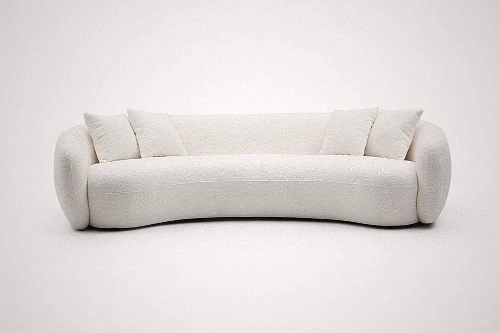 102'' 5-Seater Boucle Sofa Modern Sectional Half Moon Leisure Couch Curved Sof