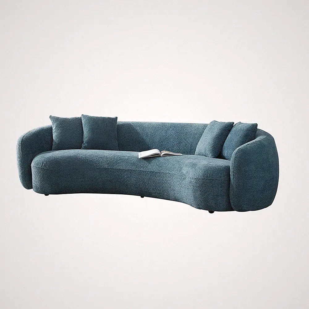 102'' Boucle Sofa Modern Sectional Half Moon Leisure Couch Curved Sofa Teddy