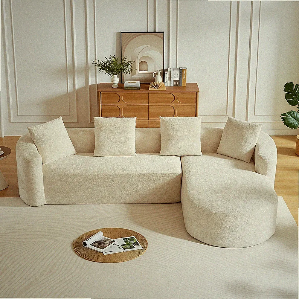 102" Cloud Couch Chenille Sectional Sofa L-Shaped 4-Seat 26" Deep No Assembly