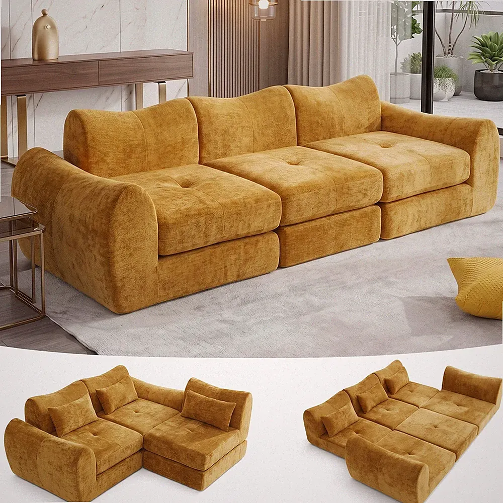 102" Modular Sectional Boneless Couch Convertible Cloud Sofa Bed Modular Sofa