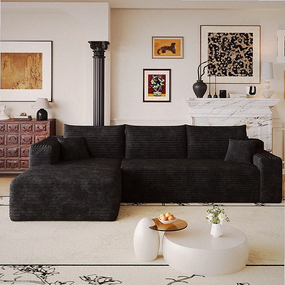 103" Boneless Couch Left Chaise L Shape Sectional Cloud Sofa Set for Living Room