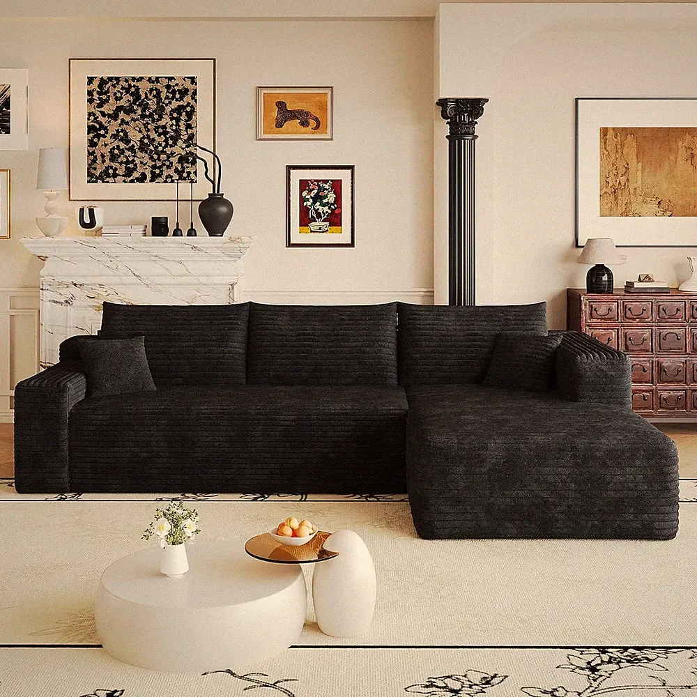 103" Boneless Couch Right Chaise LShape Sectional Cloud Sofa Set for Living Room