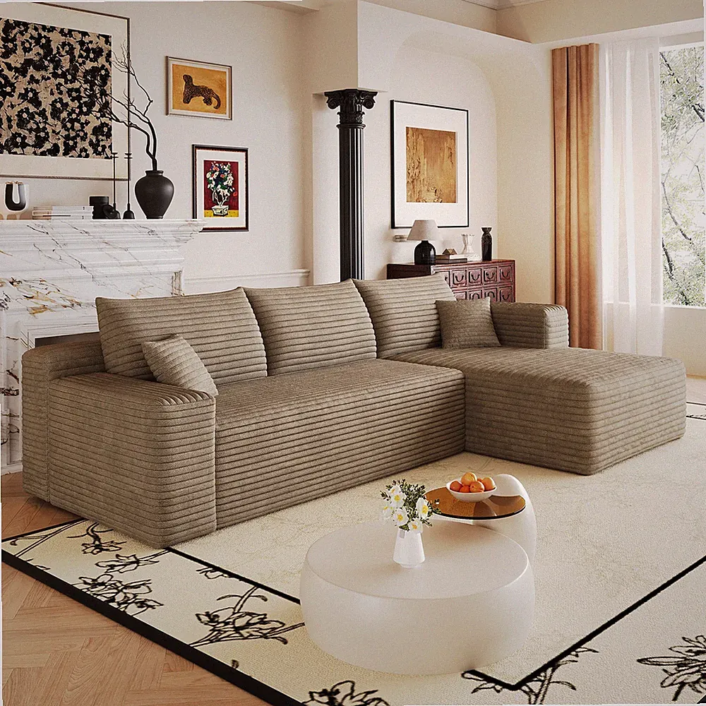 103" Cloud L‑Shaped Sectional Sofa Right‑Facing Chaise 3‑Seat Deep Seat Couch