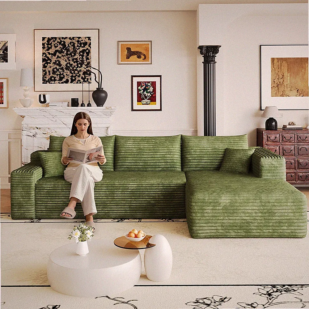 103" Cloud Sectional Sofa,Modern Minimalist Upholstered Couches, Comfort