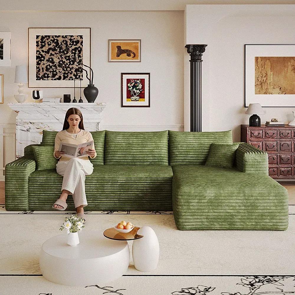 103" Cloud Sectional Sofa,Modern Minimalist Upholstered Couches, Comfort L Sha