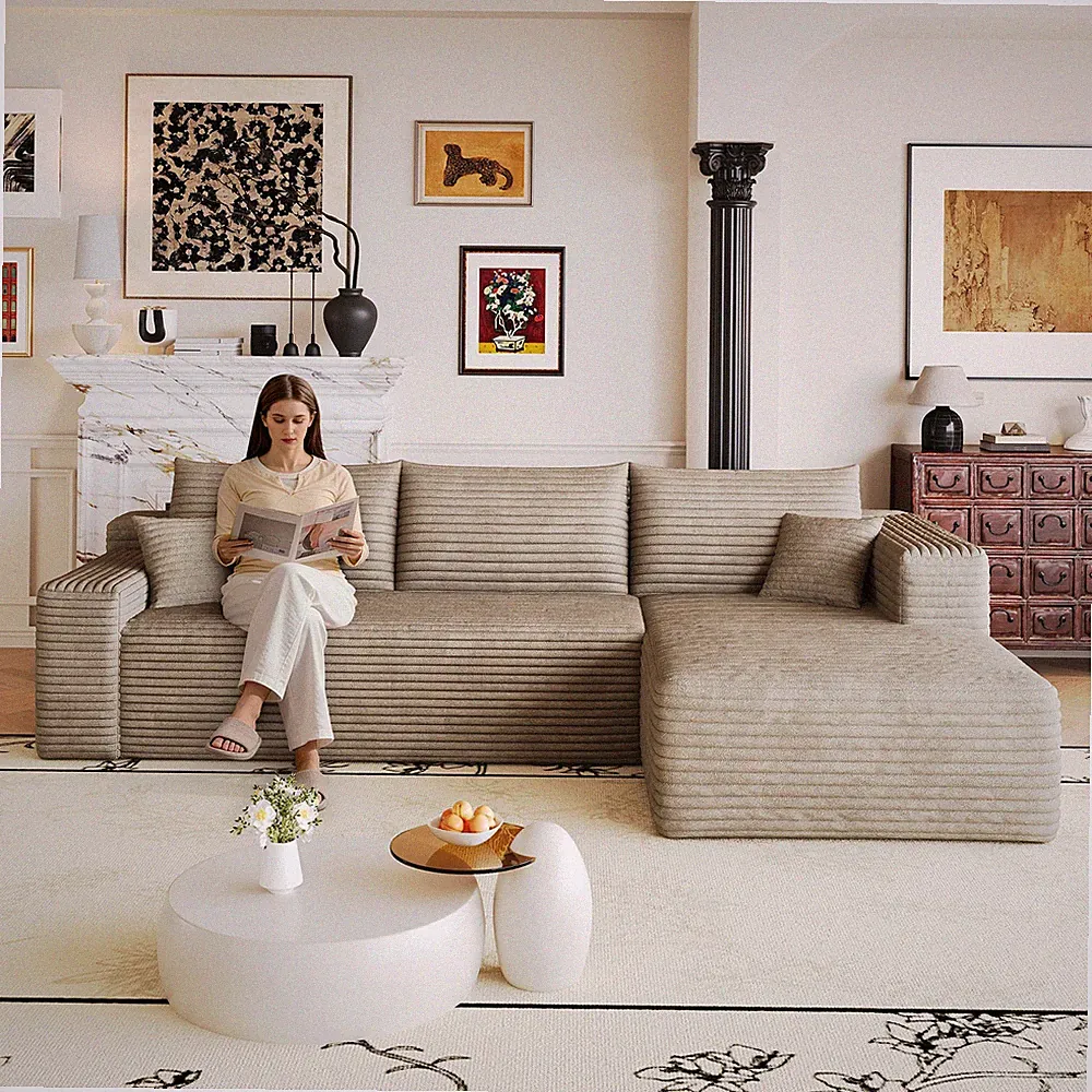 103" Cloud Sectional Sofa,Modern Minimalist Upholstered Couches,Comfort L Shape