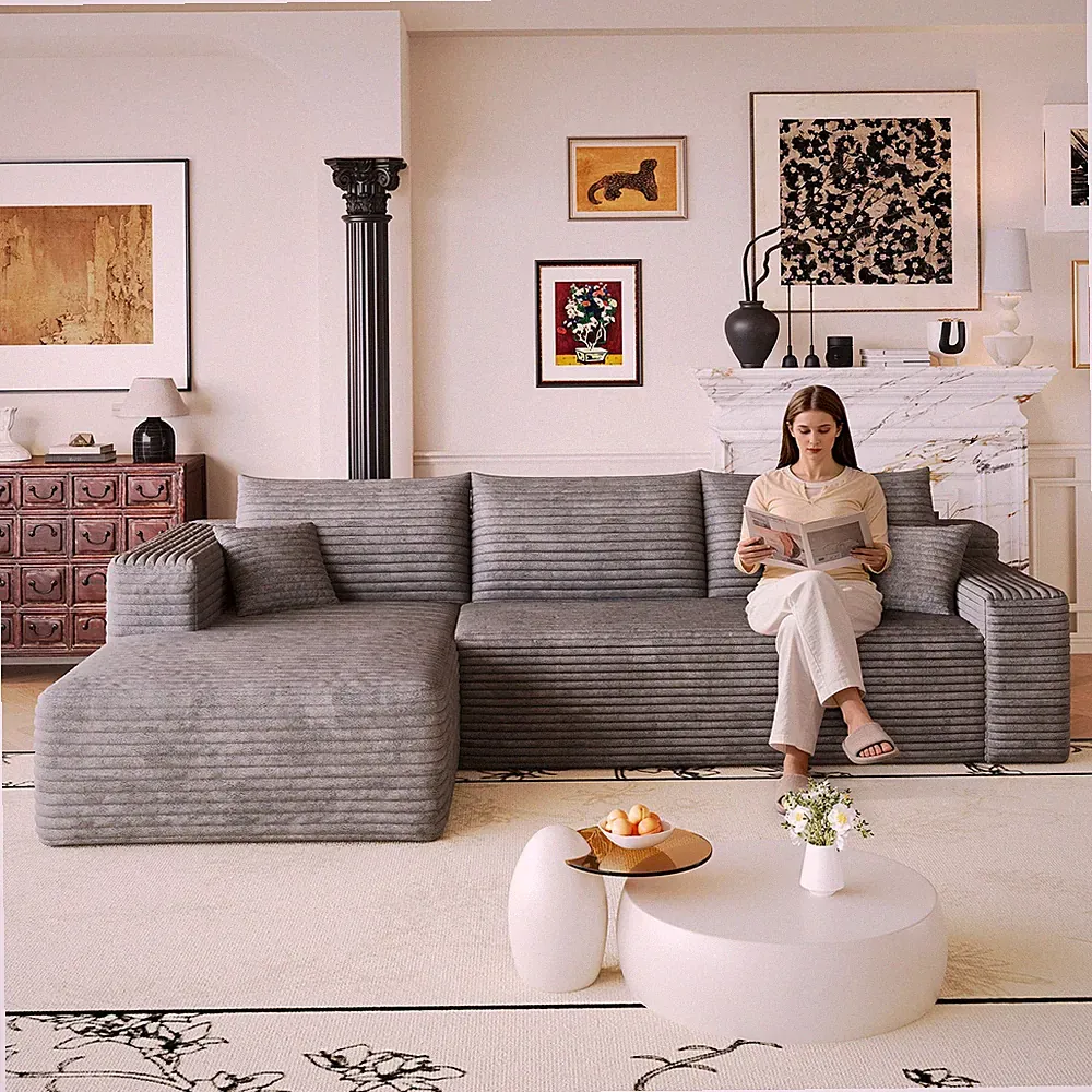 103" Cloud Sectional Sofa,Modern Minimalist Upholstered Couches,Comfort L Shaped