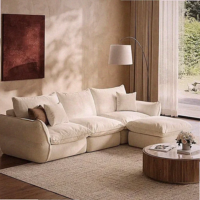 103"Down Blend L-Shaped Sectional Sofa Deep Seat Feather Filled Cloud Couch