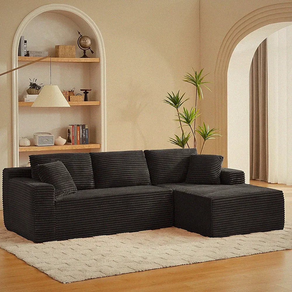 103" L Shaped Boneless Couches Cloud Sectional Sofa W/Chaise Lounge