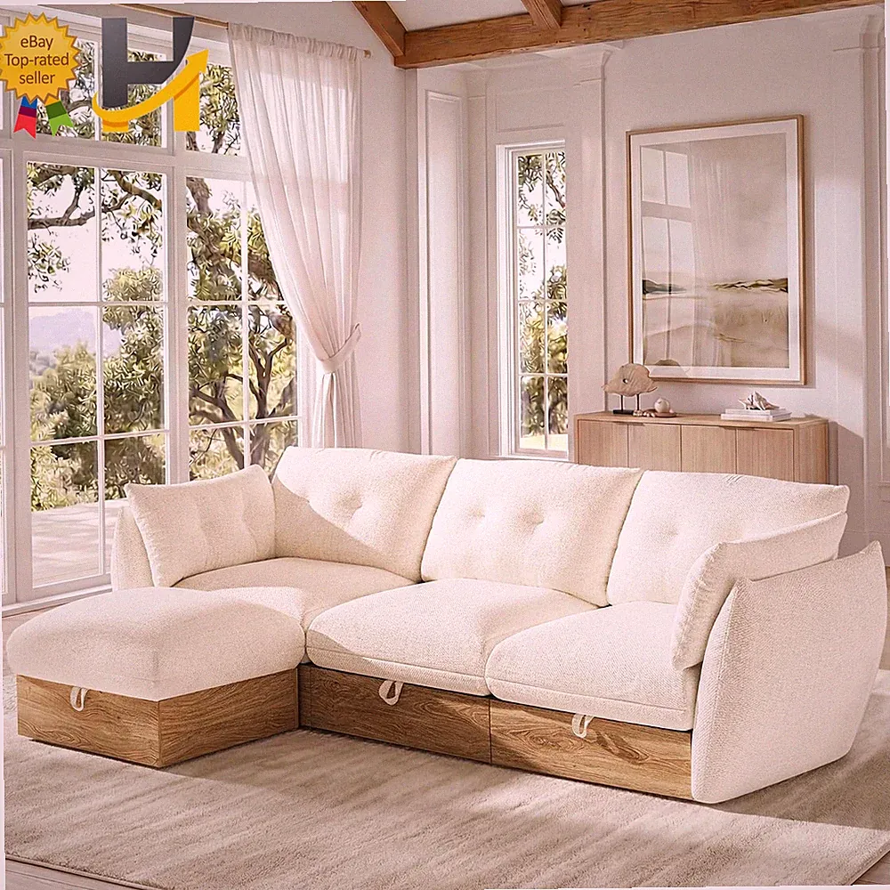 103" L Shaped Cloud Couch Sectional Modular Sofa with Storage, Sectional Deep Se