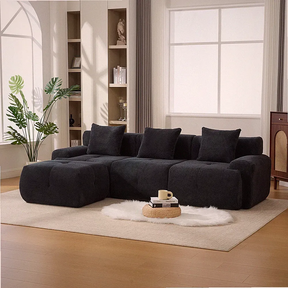 104.3" 4-Piece L Shaped Upholstered Modular Sectional Sofa, Oversized 3-Seater B
