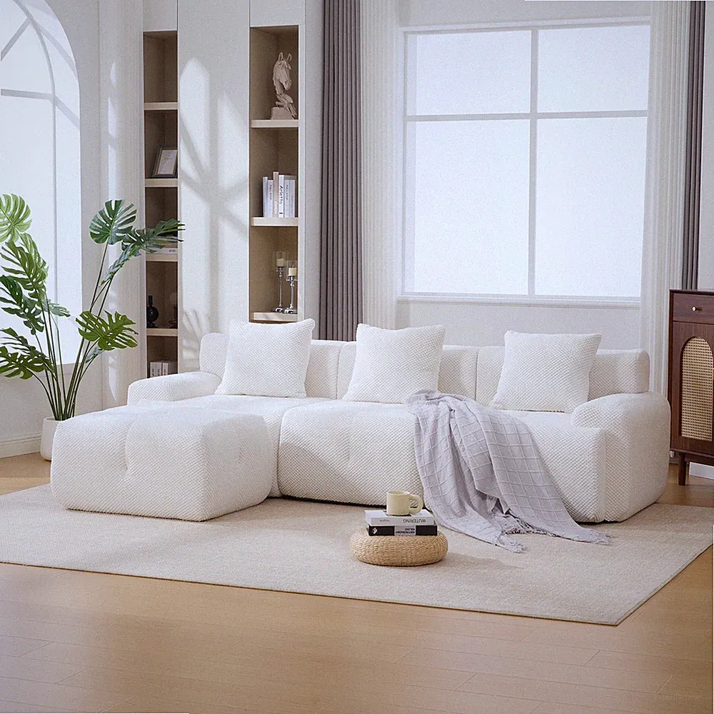 104.3" 4-Piece L Shaped Upholstered Modular Sectional Sofa, Oversized 3-Seater