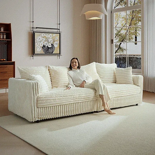 104.3'' Cloud Couch 4-Seat Convertible Modular Sectional Sofa w/ 6 Soft Pillows