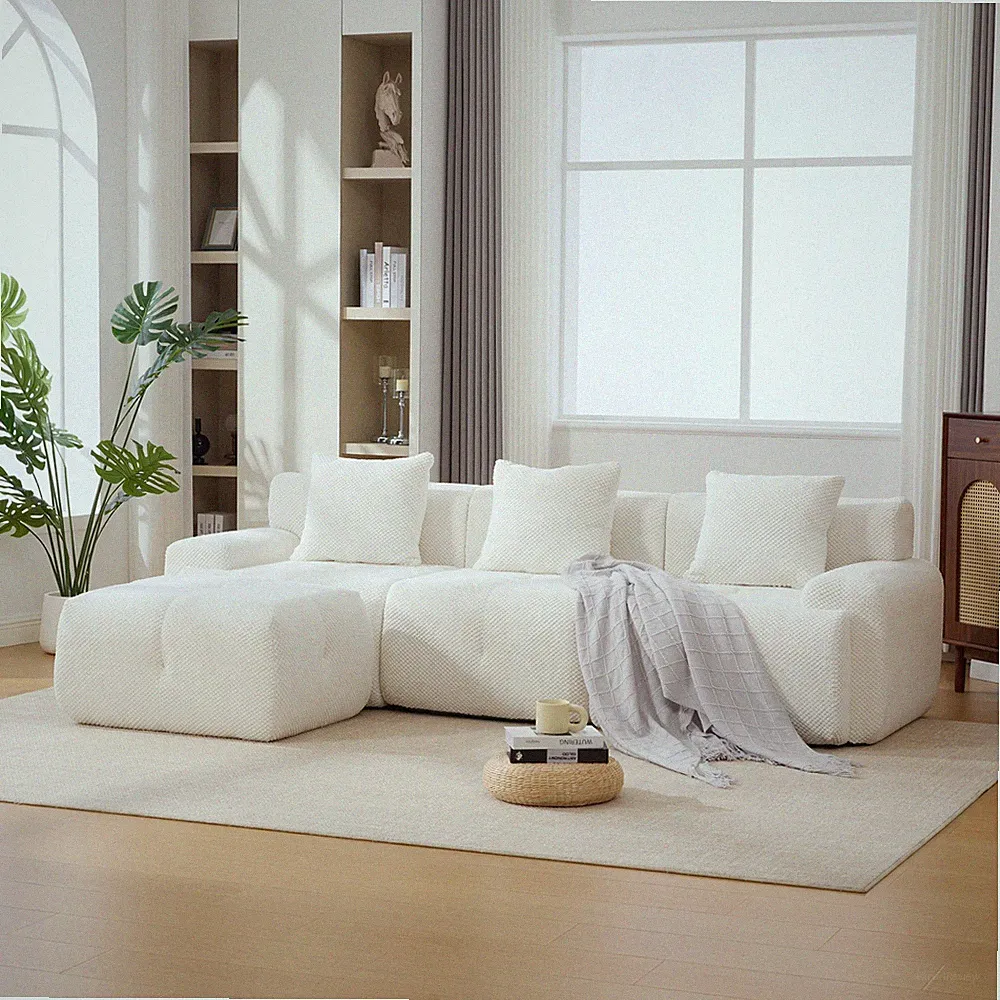 104.3" L-Shaped Modular Sectional Sofa, 4-Piece, Ivory