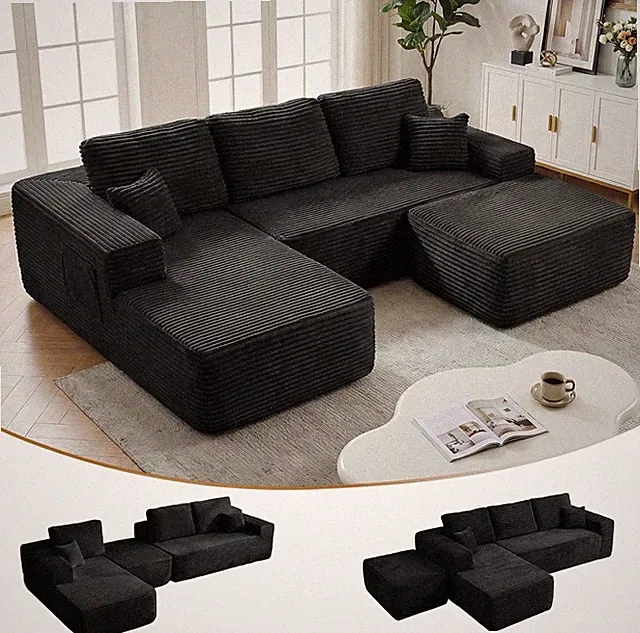104" Boneless Modular Sectional Sofa with Reconfigurable U-Shaped Layout, No Ass