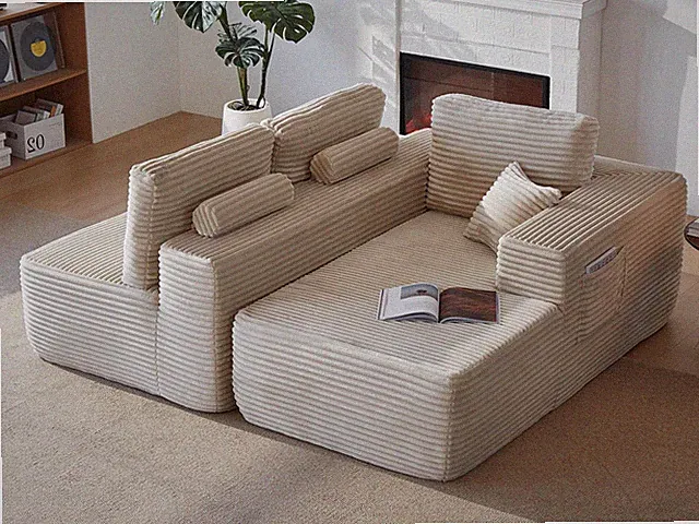 104" Cloud Sectional Sofa with L-Shape Chaise and Side Pockets , Modern Modula