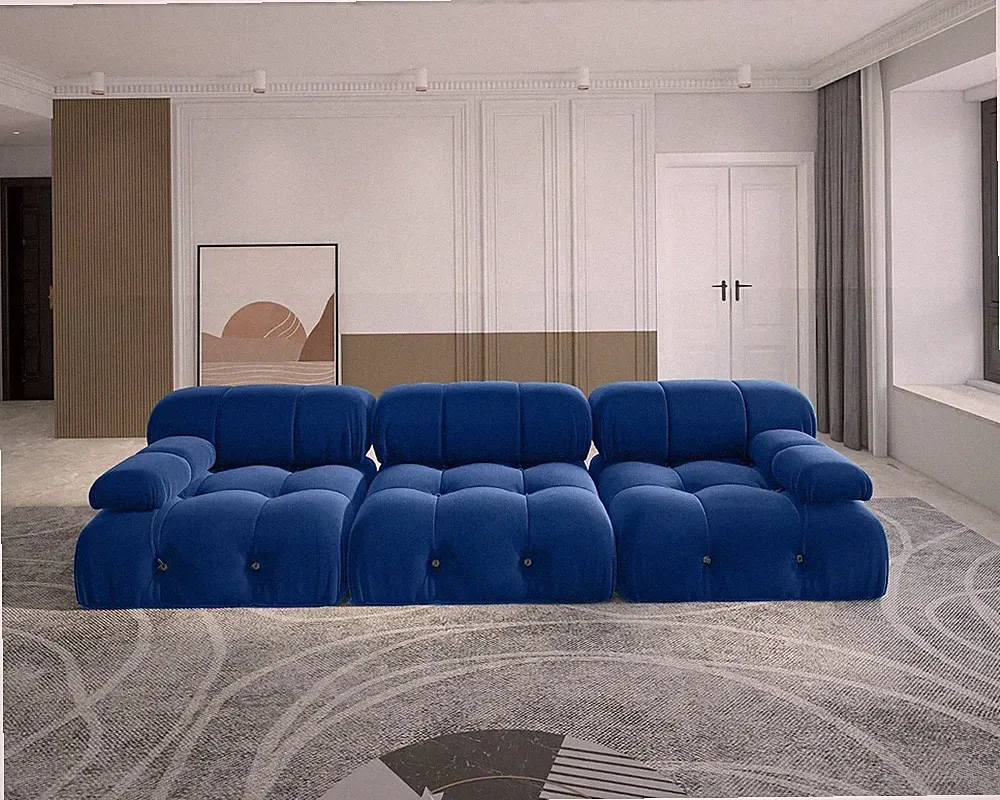 104" Convertible Modular Green Sectional Sofa, Minimalist Mid-Century Velvet Sof