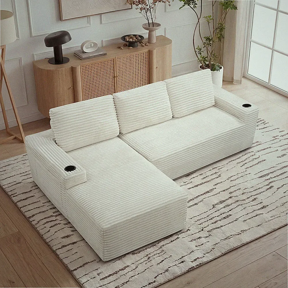 104 Inch Cloud Sectional Couch,Modern Modular Sectional Sofa w/Deep Seat,Cordu