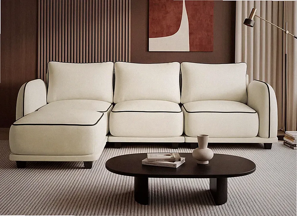 104 Inch L Shaped Modular Sectional Sofa 4 Seater Chenille Couch with