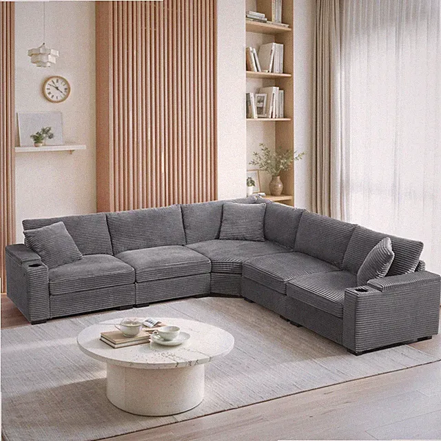 104" L-Shaped Convertible Sectional Sofa with Storage & USB Charger