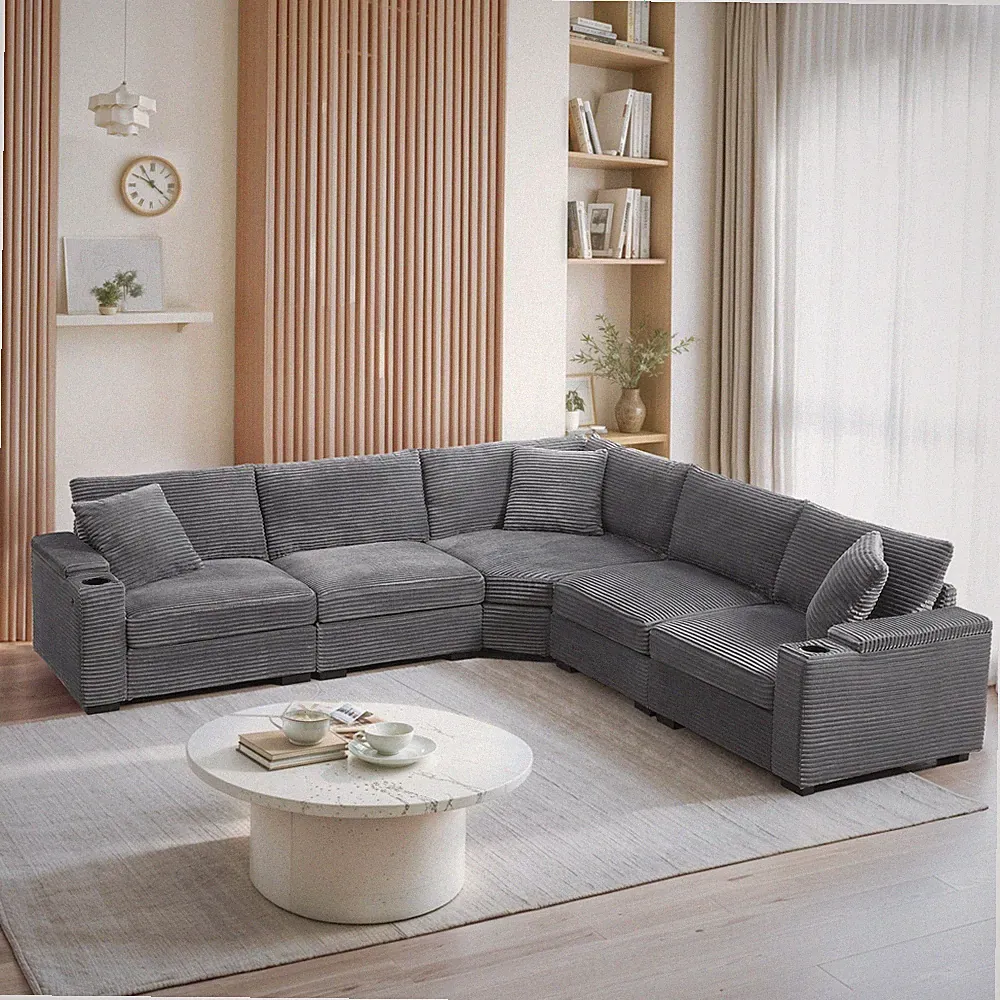 104" L-Shaped Sectional Sofa with Storage & USB Charger