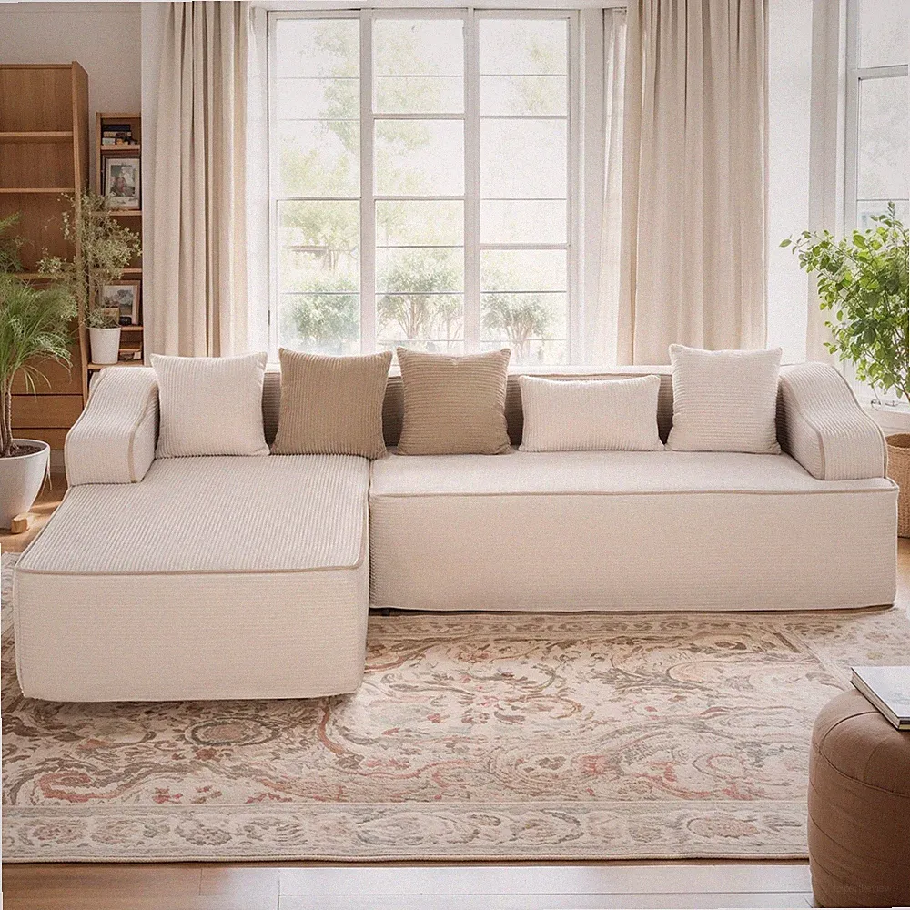 104'' Modular Sectional Sofa Cloud Comfort Couch No Assembly Sleeper Sofas Beige