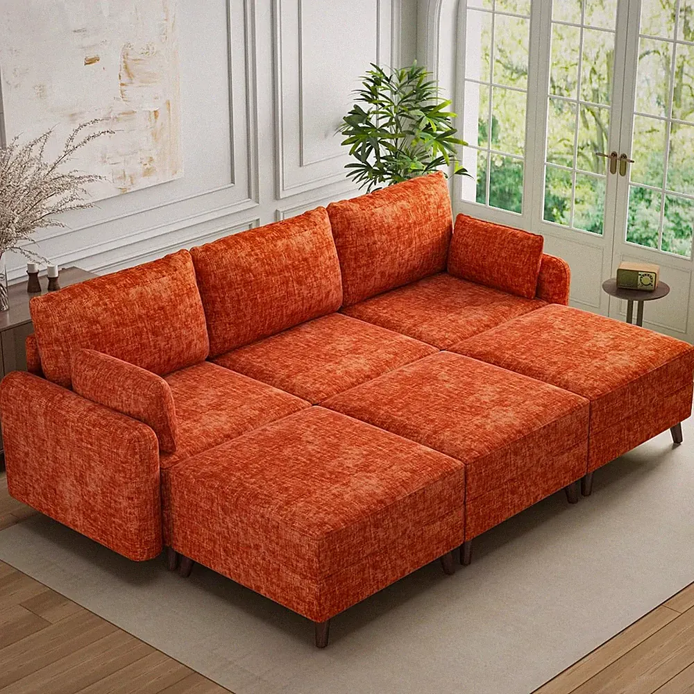 104'' Modular Sectional Sofa with Seats Storage,Oversized Sleeper Sofa Bed,Comfy