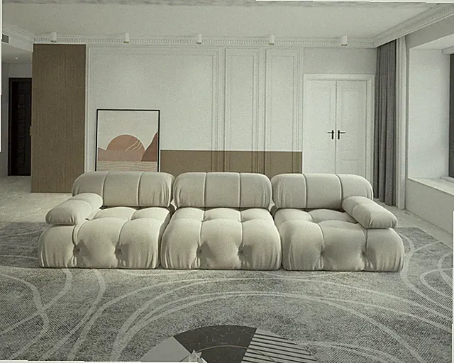 104in Minimalist Modular Sectional Sofa Modern Velvet Convertible Couches 3 Seat