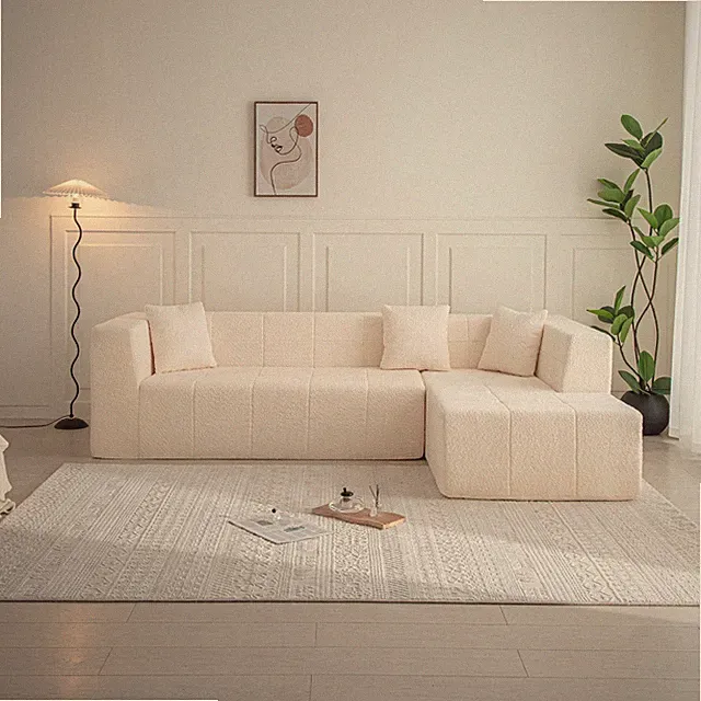 105.5" Modular L Shaped Sectional Floor Couch Polyester 3 Seat Deep Seat Tufted