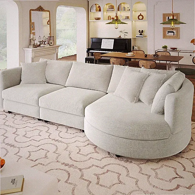 105.5'' Sectional Sofa Couch for Living Room, Modern Contemporary 3-Seat Upholst