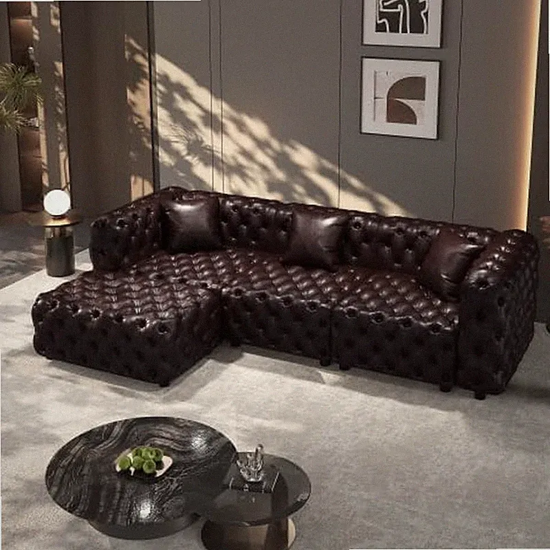 105.7" Faux Leather Modular Sectional Sofa for Living Room, Modern Comfy Sofa wi