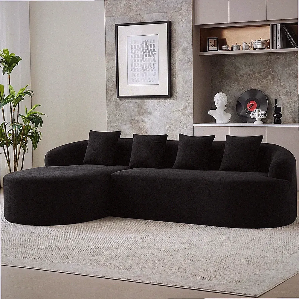 105" Boneless L Shaped Sectional Couch Curved Cloud Deep Seat Sofa with Chaise