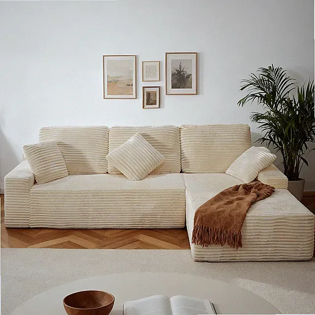 105" Cloud Modular Boneless Couch, Right Facing L-Shaped Chaise Sectional Sofa