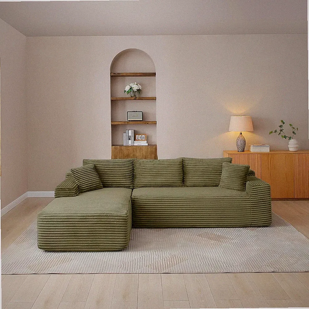 105-Inch L-Shaped Left Facing Corner Compressed Sofa Modular Sectional Boneless