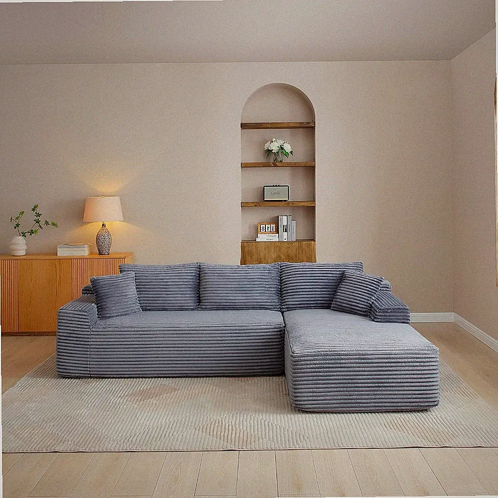 105-Inch L-Shaped Right Facing Corner Compressed Sofa Modular Sectional Boneless