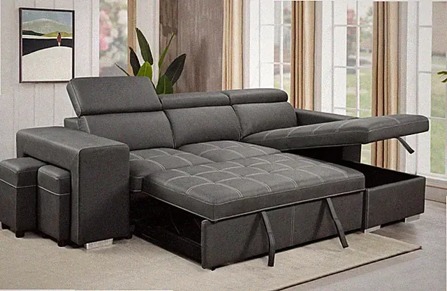 105 Inch Reversible Sectional Sofa With Storage Chaise And 2 Stools, With Adjust