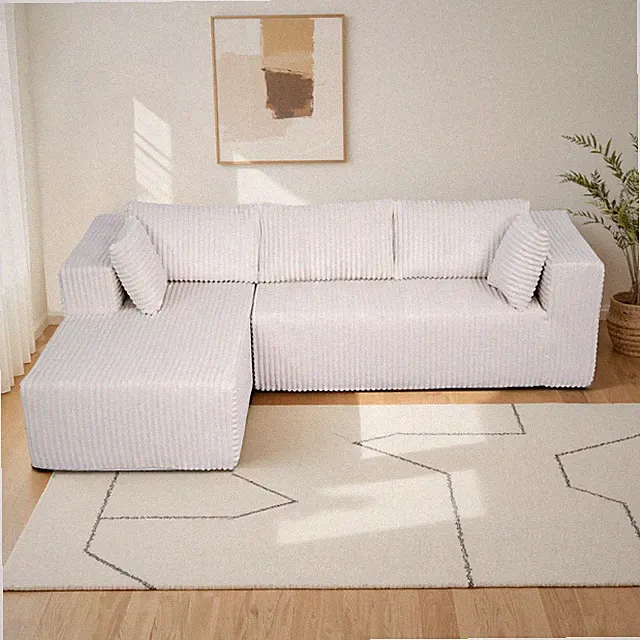 105" L-Shaped Modular Compression Sofa, Plush Upholstery, All-Foam Structure (