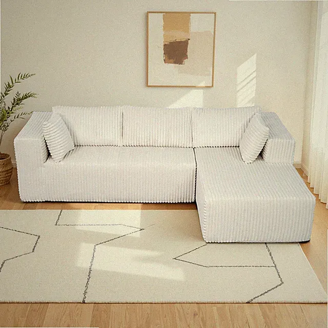 105" L-Shaped Modular Compression Sofa, Plush Upholstery, All-Foam Structure