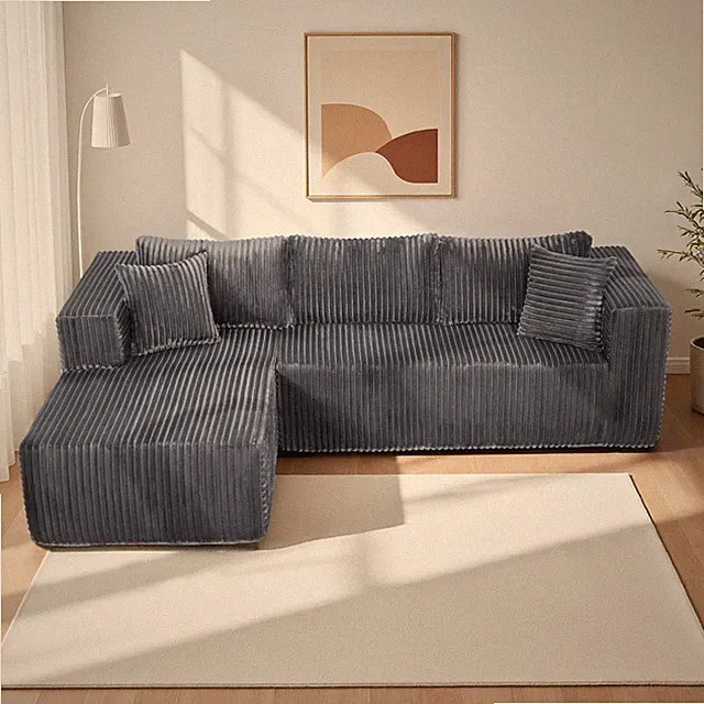 105" L-Shaped Modular Compression Sofa, Plush Upholstery, All-Foam Structure (N