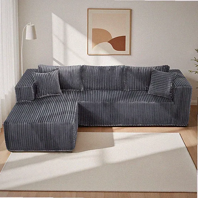 105" L-Shaped Modular Compression Sofa Right Chaise All-Foam