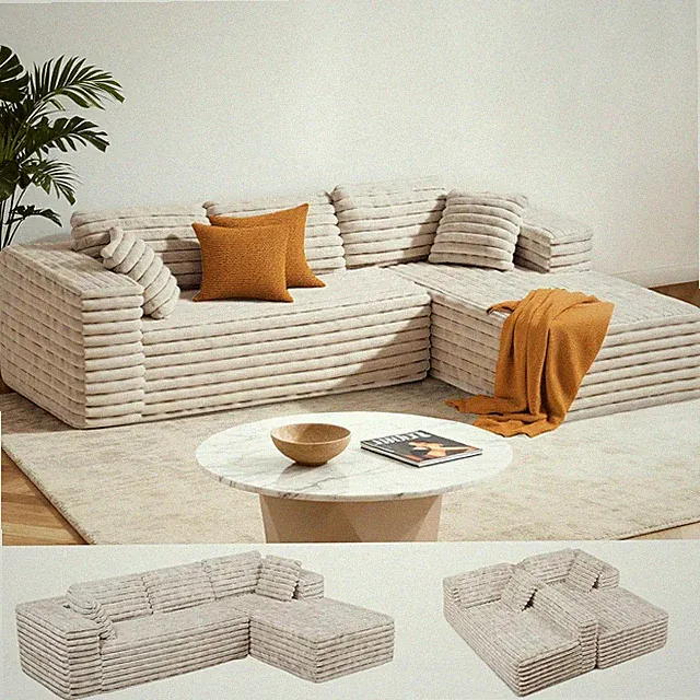 105” Modular Cloud Couch - Boneless L-Shaped Sofa with Deep Seats & Wide Arms