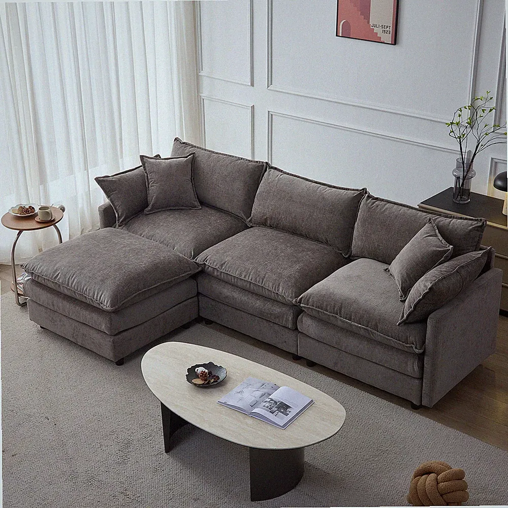 105" Modular Sectional Couch,Upholstered Soft Chenille Fabric Sofa,3 Seater w